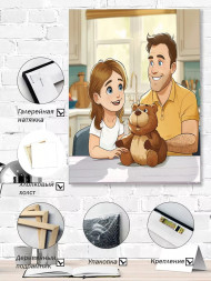 Постер на холсте &amp;quot;Семейный завтрак с мишкой&amp;quot;