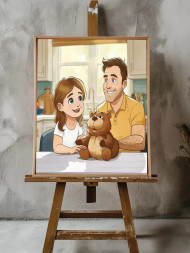 Постер на холсте &amp;quot;Семейный завтрак с мишкой&amp;quot;