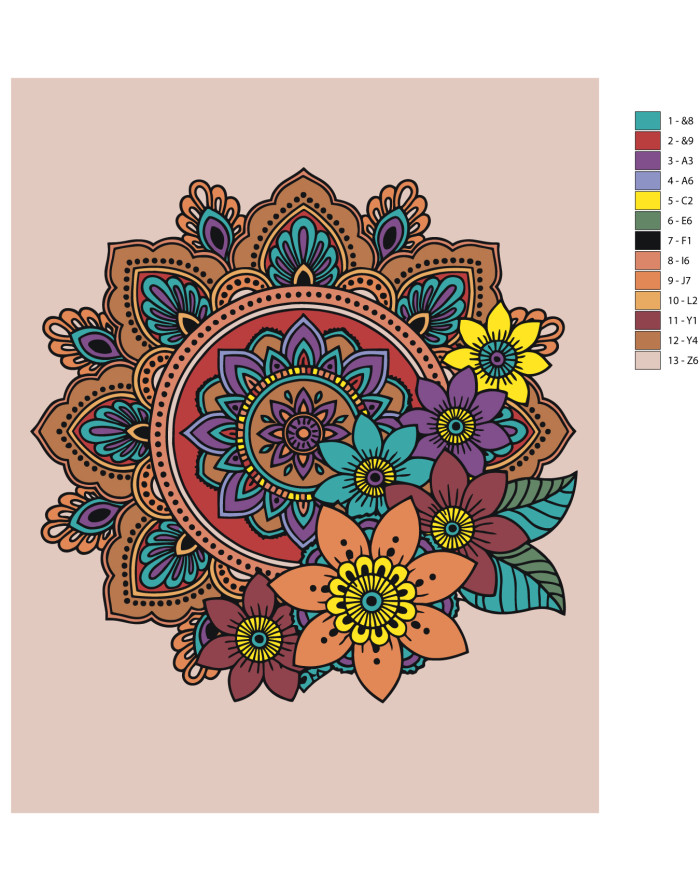 Raqamlar bo‘yicha rasm &amp;quot;Gullar mandalasi&amp;quot;