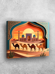 Holstga bosilgan poster "Shahar darvozasidagi karvon"