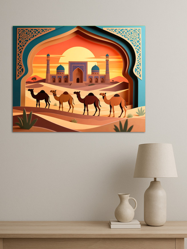 Holstga bosilgan poster &amp;quot;Shahar darvozasidagi karvon&amp;quot;