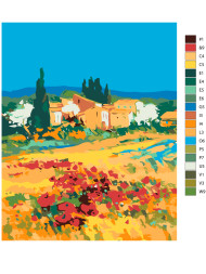 Raqamlar bo&#039;yicha rasm &quot;Tekislikdagi qishloq&quot;