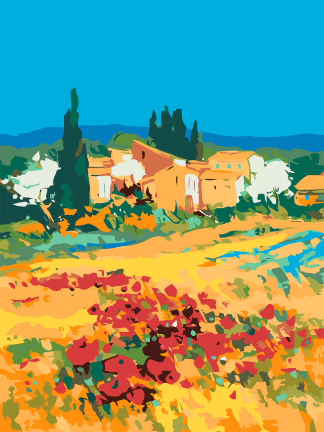 Raqamlar bo&amp;#039;yicha rasm &amp;quot;Tekislikdagi qishloq&amp;quot;