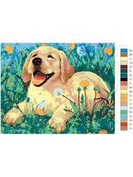 Raqamlar bo&#039;yicha rasm &quot;O&#039;tdagi kuchukcha&quot;