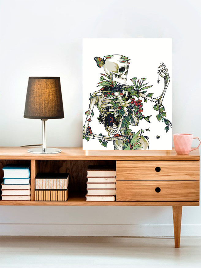 Картина по номерам &amp;quot;Скелет в цветах&amp;quot;