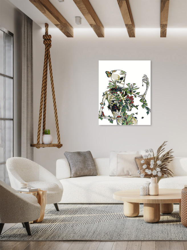 Картина по номерам &amp;quot;Скелет в цветах&amp;quot;