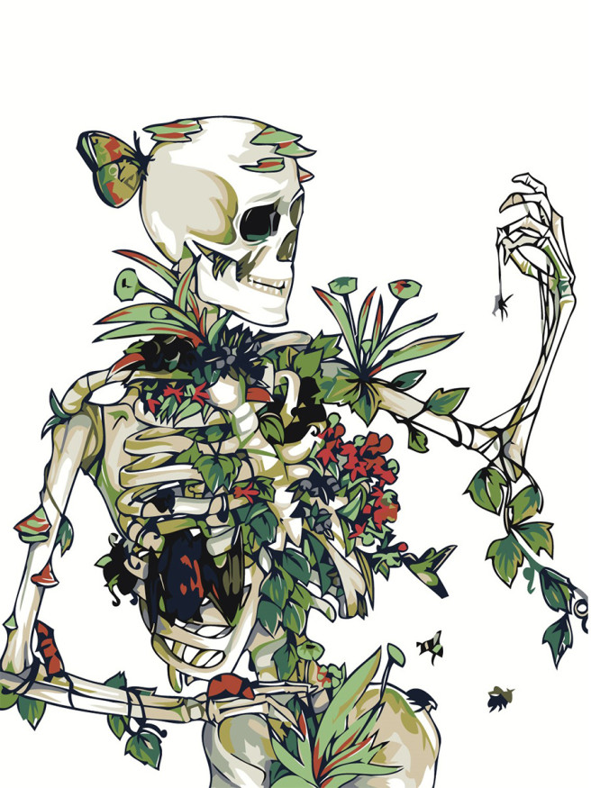 Картина по номерам &amp;quot;Скелет в цветах&amp;quot;