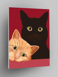 Raqamlar bo'yicha rasm "Qora va qizil mushuklar"