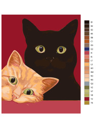 Raqamlar bo'yicha rasm "Qora va qizil mushuklar"