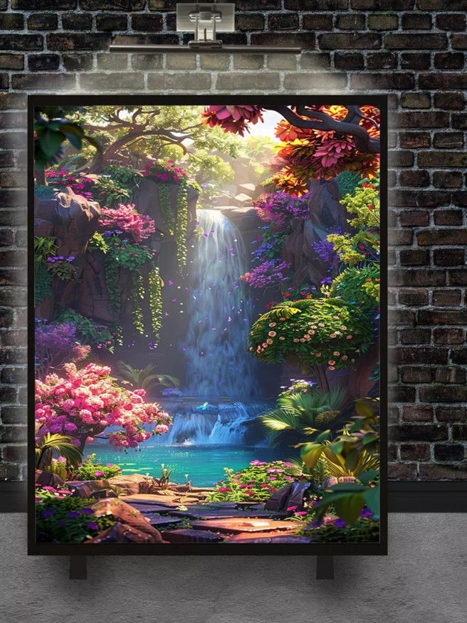 Постер на холсте &amp;quot;Волшебный сад с водопадом&amp;quot;
