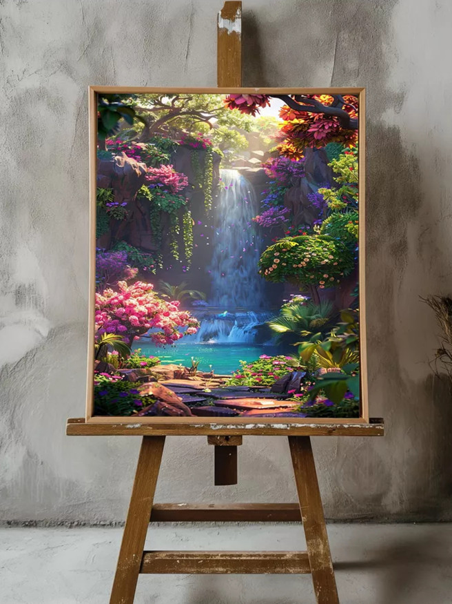 Постер на холсте &amp;quot;Волшебный сад с водопадом&amp;quot;