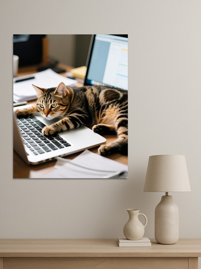 Постер на холсте &amp;quot;Кот на клавиатуре&amp;quot;