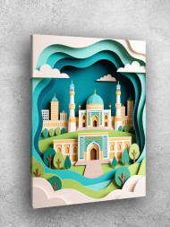 Holstga bosilgan poster "Sharq shahri"