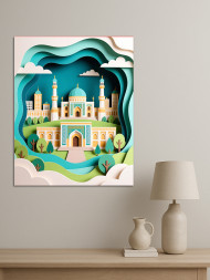 Holstga bosilgan poster "Sharq shahri"