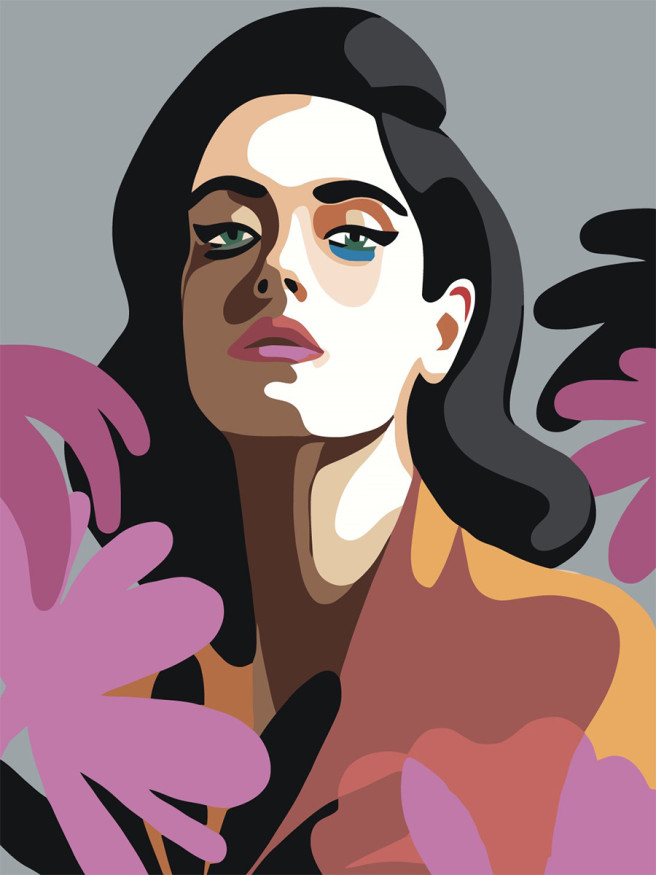 Raqamlar bo&amp;#039;yicha rasm &amp;quot;Gullar bilan qiz&amp;quot;