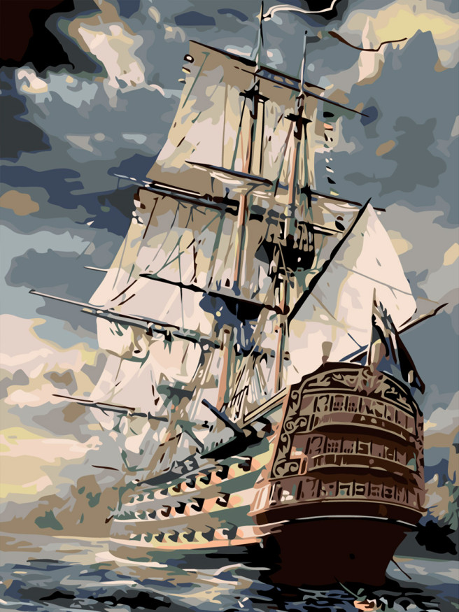 Raqamlar bo&amp;#039;yicha rasm &amp;quot;Dengizdagi kema&amp;quot;