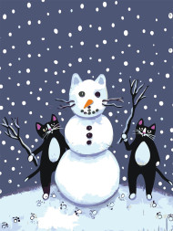 Raqamlar bo&#039;yicha rasm &quot;Bir juft mushuk va qor odam&quot;