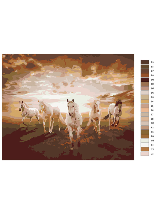 Raqamlar bo&amp;#039;yicha rasm &amp;quot;Beshta oq ot&amp;quot;