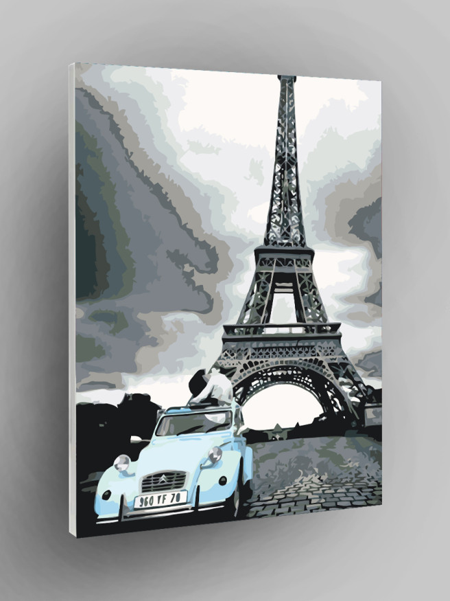 Картина по номерам &amp;quot;Машина у Эйфелевой Башни&amp;quot;
