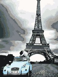 Картина по номерам &amp;quot;Машина у Эйфелевой Башни&amp;quot;