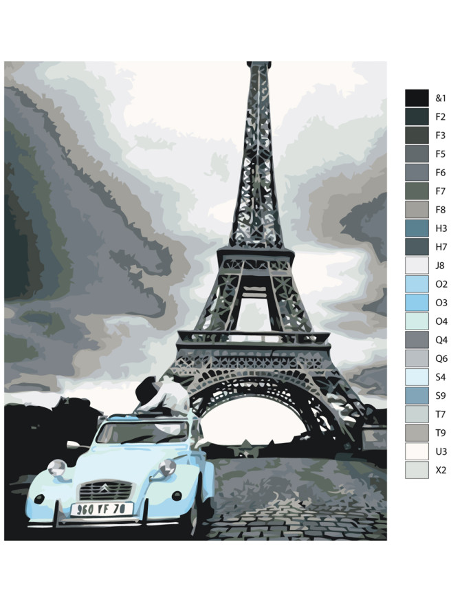 Картина по номерам &amp;quot;Машина у Эйфелевой Башни&amp;quot;