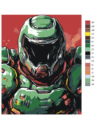 Raqamlar bo&#039;yicha rasm &quot;Yashil kostyumdagi jangchi&quot;