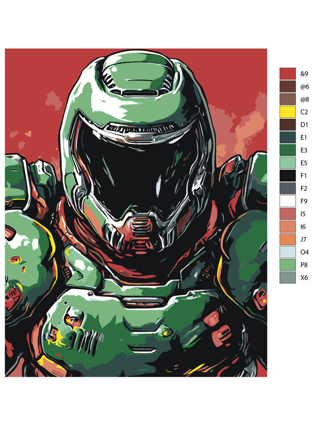 Raqamlar bo&amp;#039;yicha rasm &amp;quot;Yashil kostyumdagi jangchi&amp;quot;