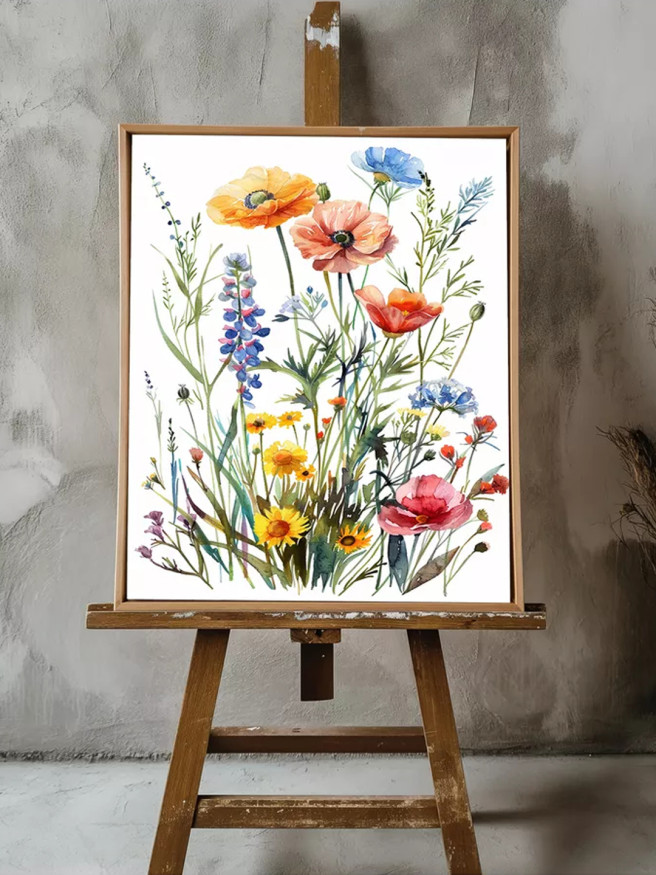 Постер на холсте &amp;quot;Полевые цветы акварелью&amp;quot;