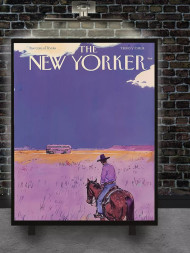 Holstga bosilgan poster &quot;Botayotgan quyoshda kovboy&quot;