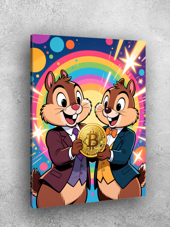Постер на холсте &amp;quot;Чип и Дейл с биткоином&amp;quot;