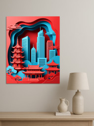 Holstga bosilgan poster "Sharq va zamonaviyat uyg‘unligi"