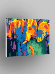 Raqamlar bo'yicha rasm "Rangli fillar"