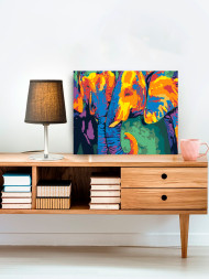 Raqamlar bo'yicha rasm "Rangli fillar"