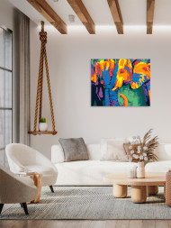 Raqamlar bo'yicha rasm "Rangli fillar"