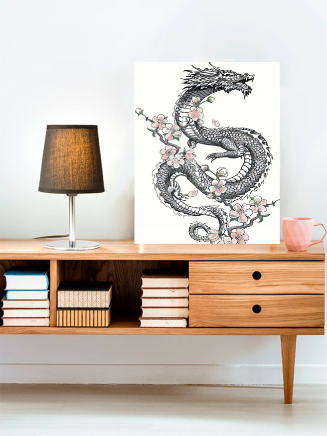 Картина по номерам &amp;quot;Дракон в цветах&amp;quot;