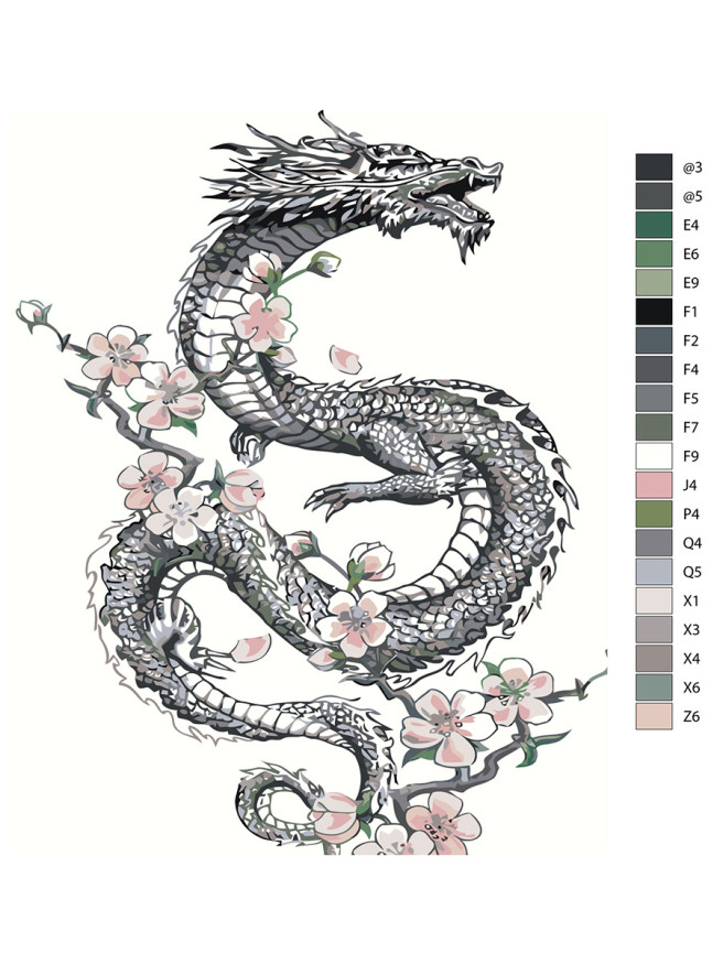 Картина по номерам &amp;quot;Дракон в цветах&amp;quot;