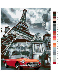 Raqamlar bo&#039;yicha rasm &quot;Moshina va Eyfel minorasi&quot;