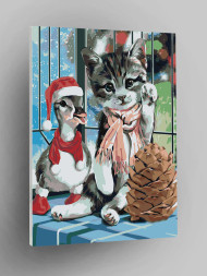 Картина по номерам &amp;quot;Котёнок с утёнком&amp;quot;