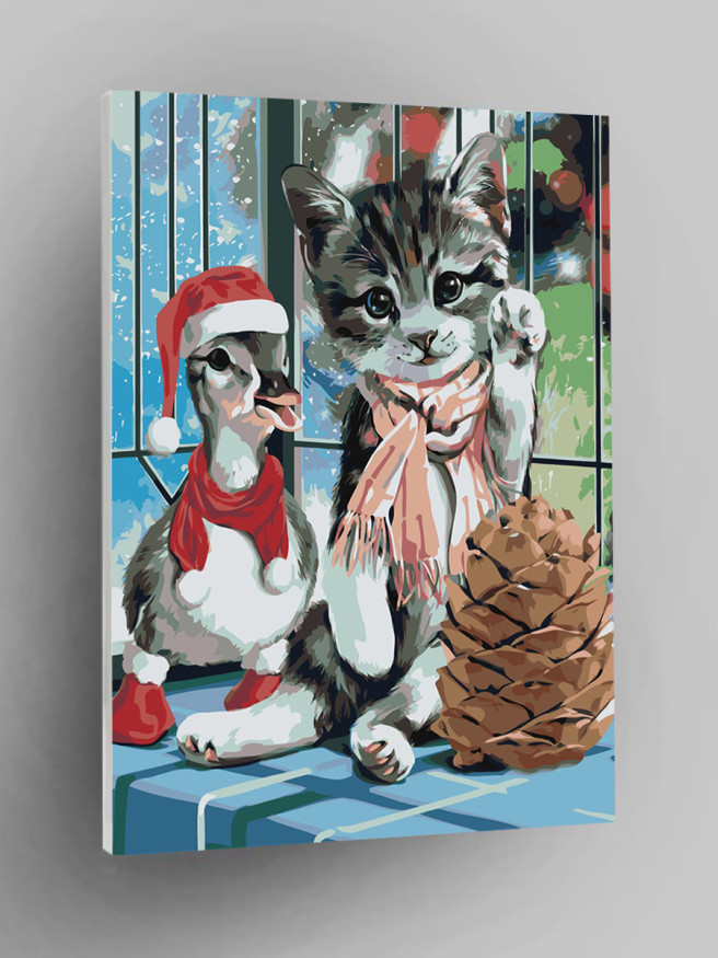 Картина по номерам &amp;quot;Котёнок с утёнком&amp;quot;