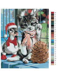 Картина по номерам &amp;quot;Котёнок с утёнком&amp;quot;