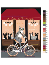 Raqamlar bo&#039;yicha rasm &quot;Velosipedda mushuk&quot;