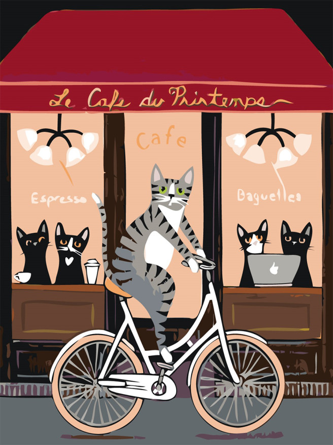 Raqamlar bo&amp;#039;yicha rasm &amp;quot;Velosipedda mushuk&amp;quot;