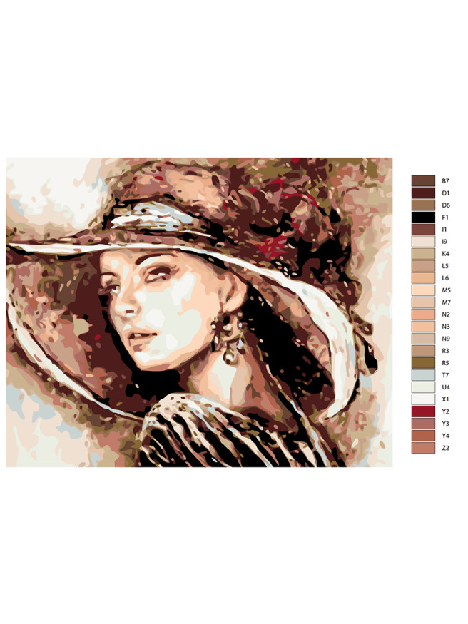 Картина по номерам &amp;quot;Девушка в шляпе&amp;quot;