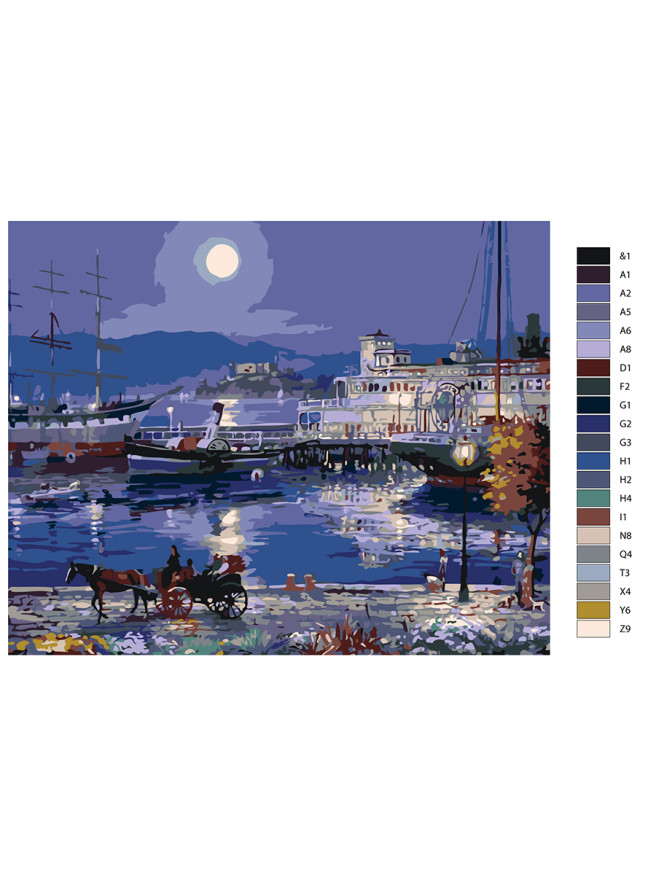 Raqamlar bo&amp;#039;yicha rasm &amp;quot;Qayiqlar bilan iskala&amp;quot;