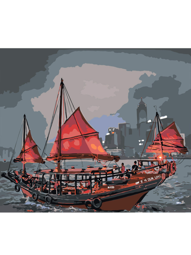 Картина по номерам &amp;quot;Корабль с красными парусами&amp;quot;