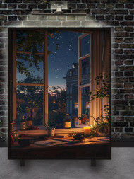 Постер на холсте &amp;quot;Ночной уют у окна&amp;quot;