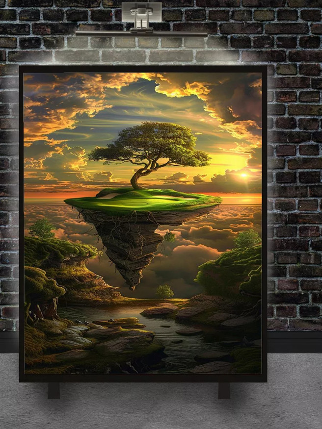 Постер на холсте &amp;quot;Остров с деревом в небе&amp;quot;