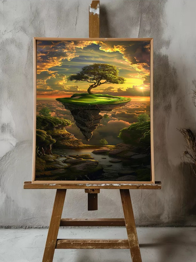 Постер на холсте &amp;quot;Остров с деревом в небе&amp;quot;