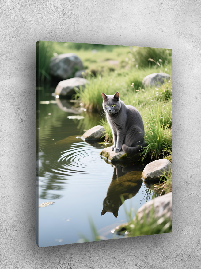 Постер на холсте &amp;quot;Кот у пруда&amp;quot;
