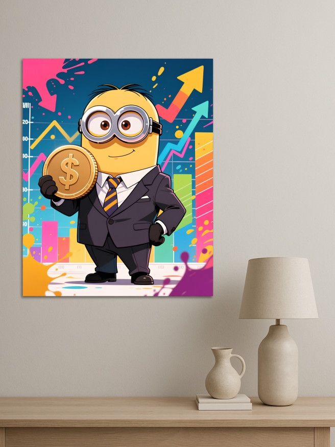 Постер на холсте &amp;quot;Миньон с монетой в костюме&amp;quot;